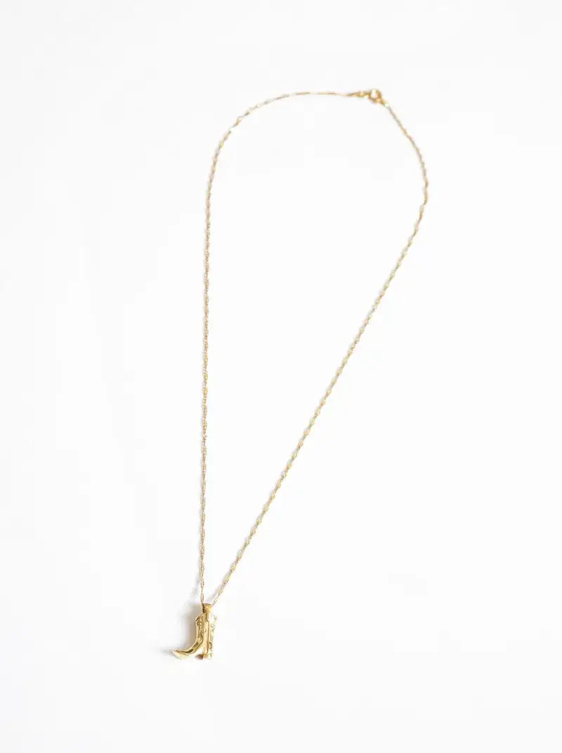 Cowboy Boot Gold Necklace Pendant