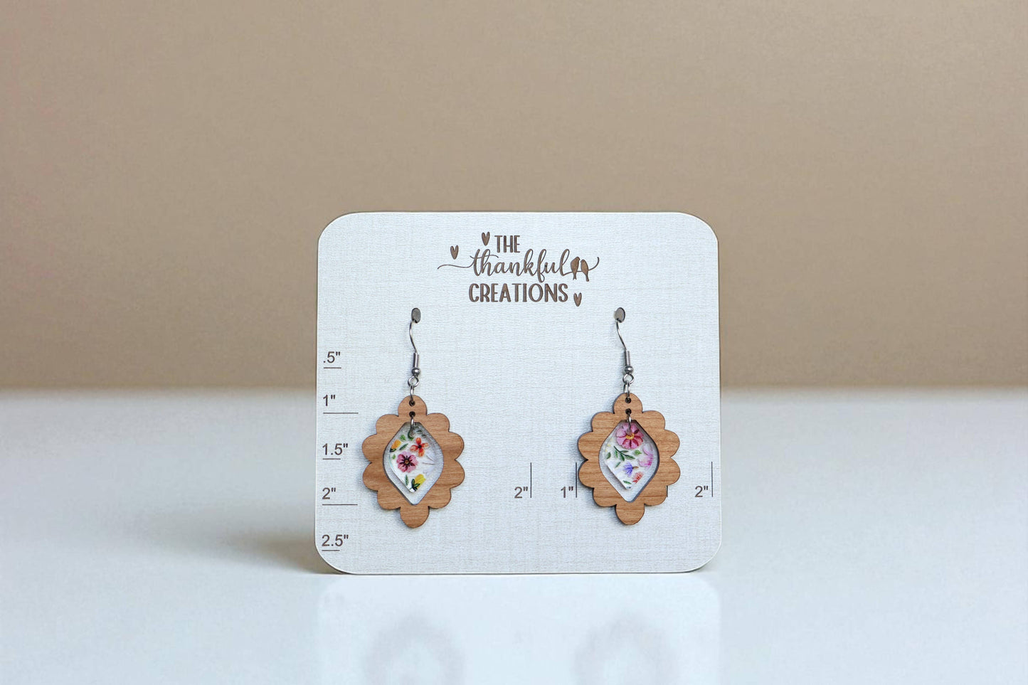 Floral Wood & Acrylic Earrings: Bright Pressed Flowers