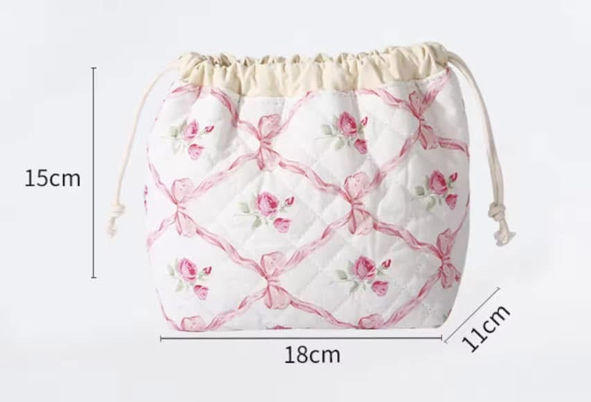 Quilted Drawstring Toiletry Bag