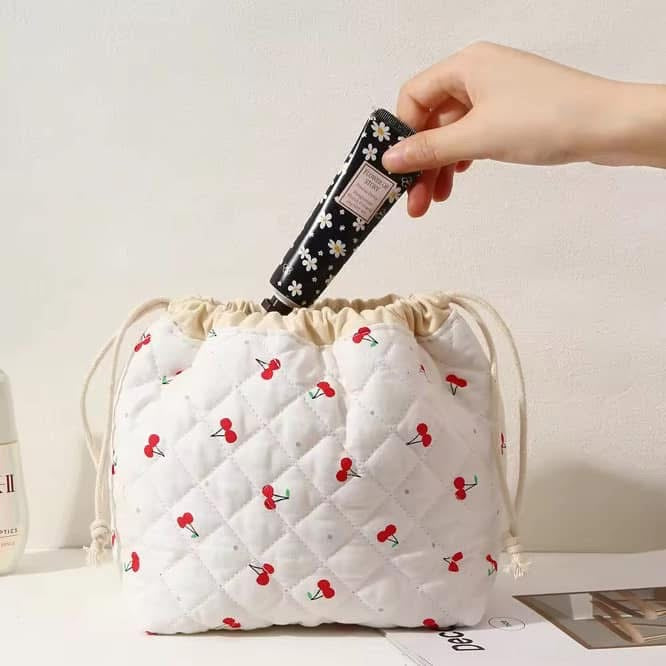 Quilted Drawstring Toiletry Bag