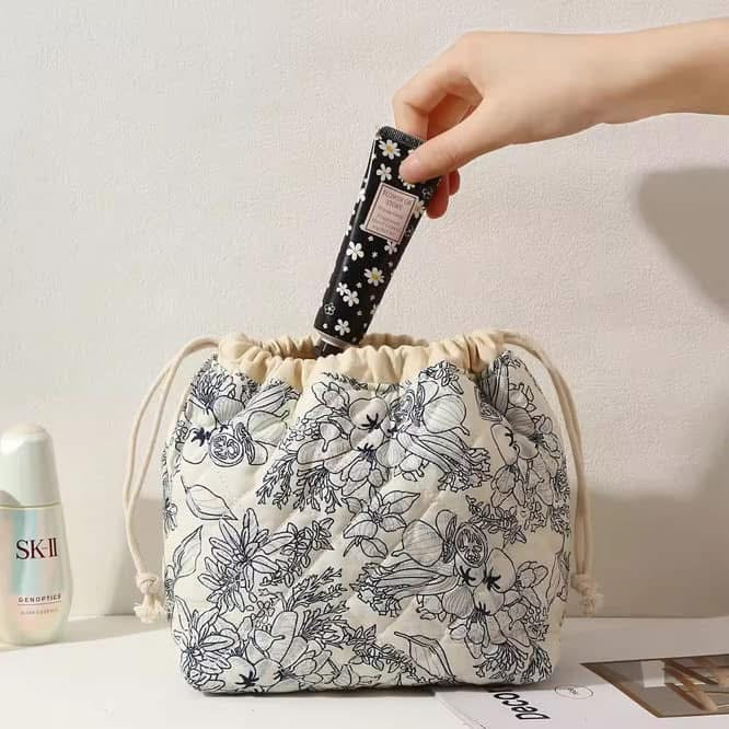 Quilted Drawstring Toiletry Bag