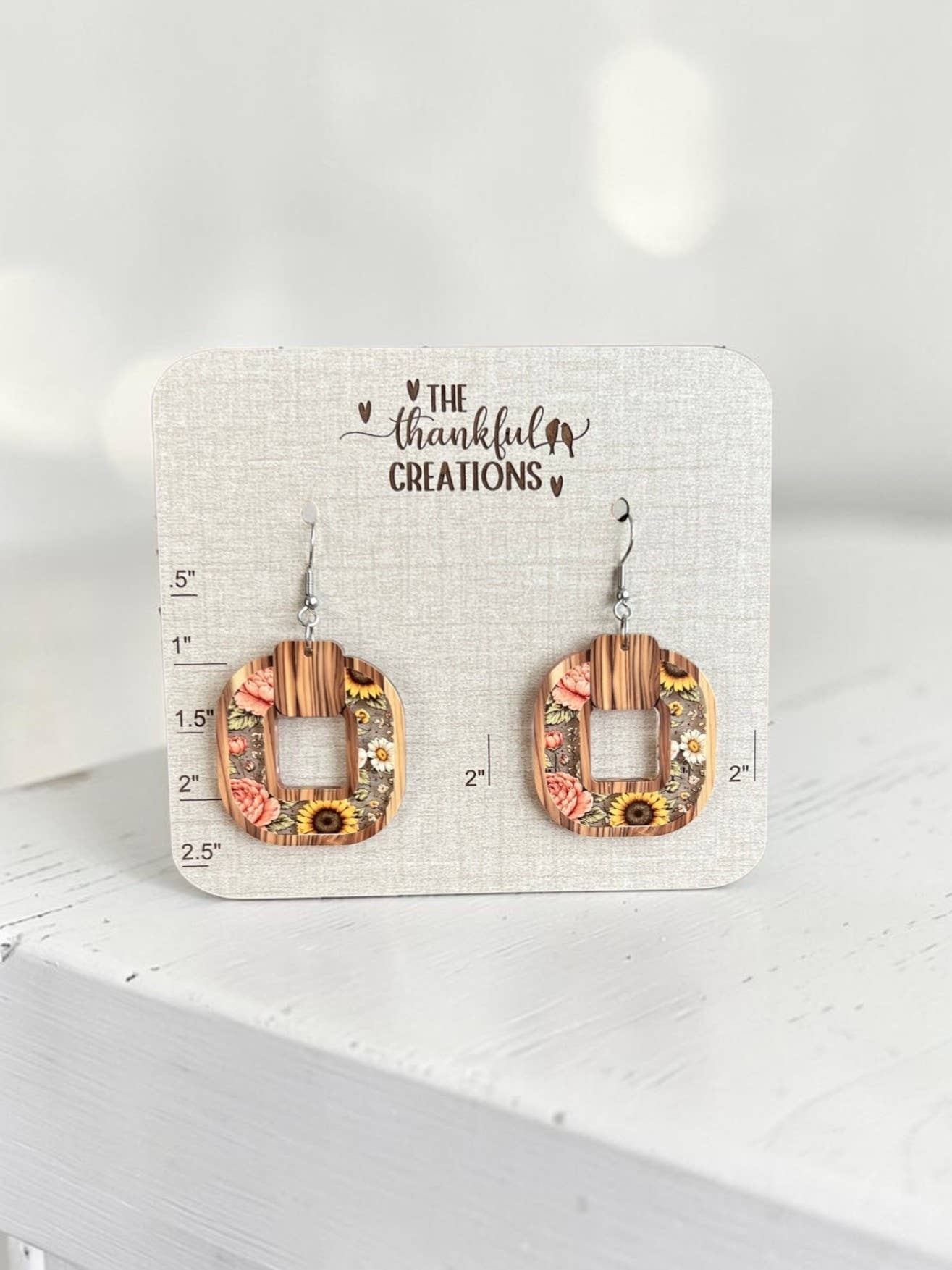 Sunflower Floral Faux Inlay Earrings