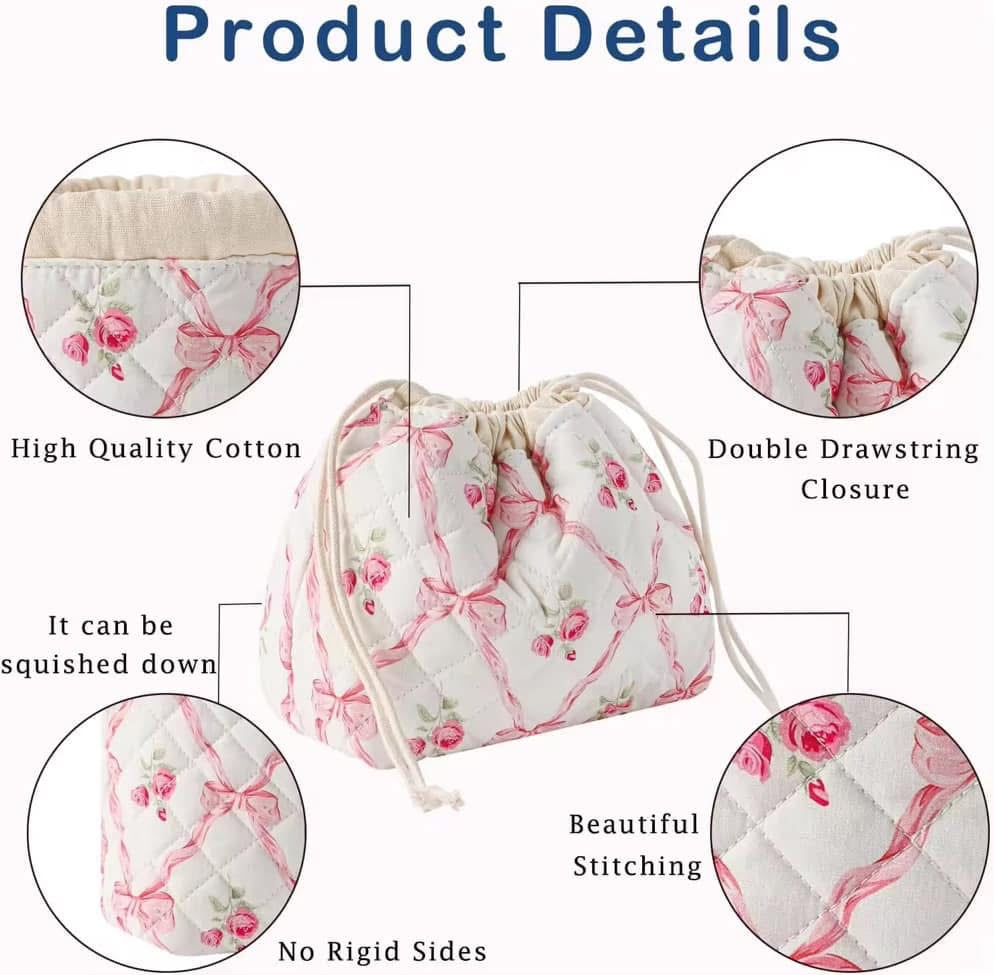 Quilted Drawstring Toiletry Bag