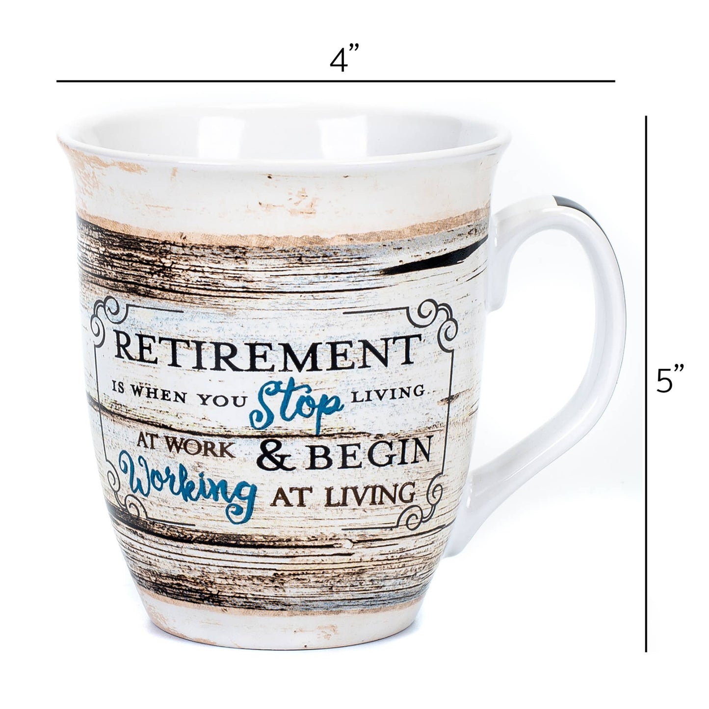 Retirement Distressed-Wood Design 16 Oz Ceramic Coffee Mug