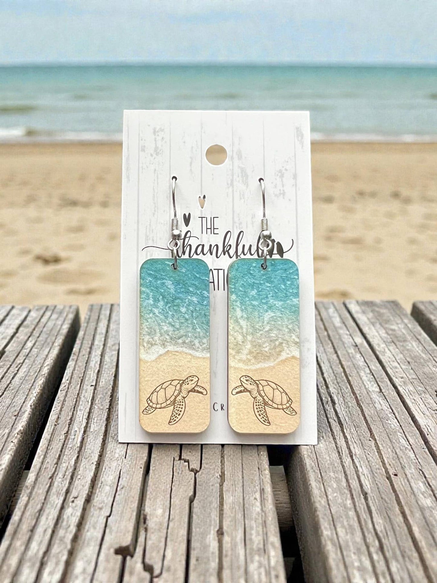 Beach Earrings Ocean Vacation: Sea Turtle