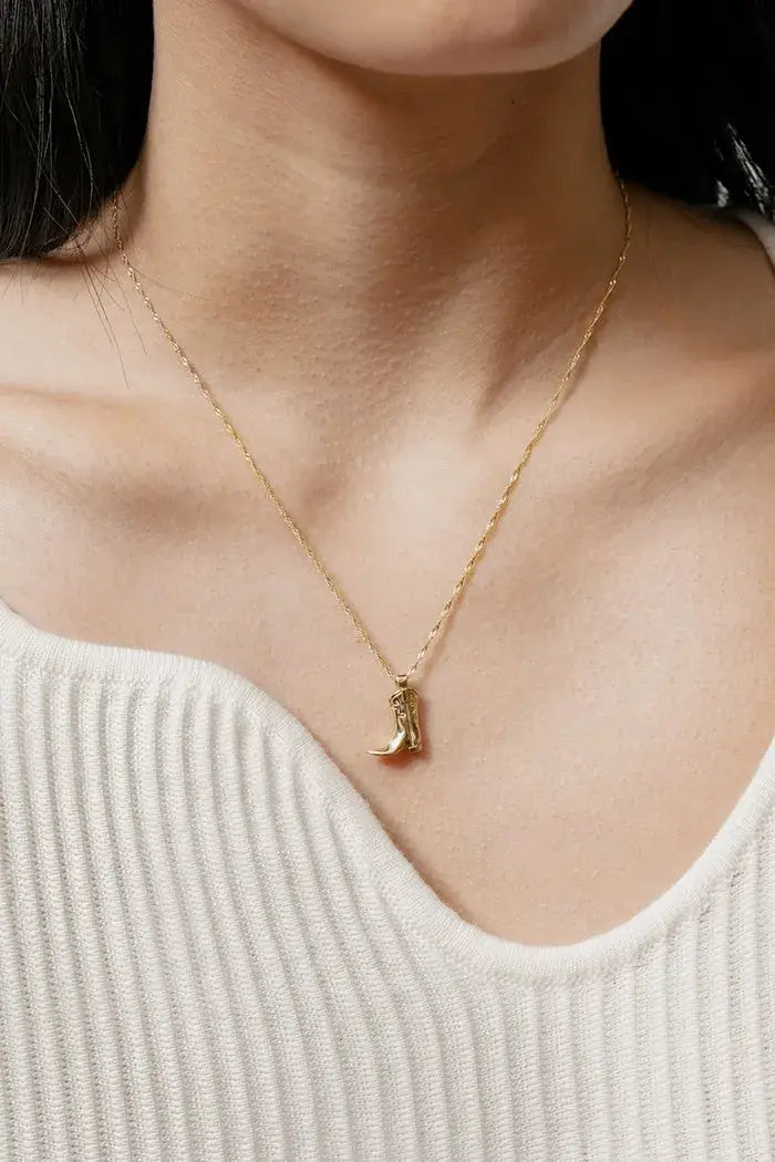 Cowboy Boot Gold Necklace Pendant