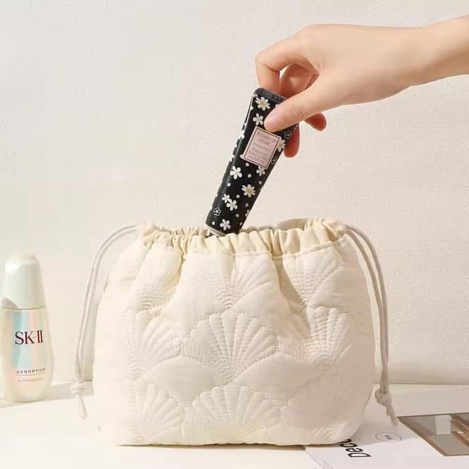 Quilted Drawstring Toiletry Bag