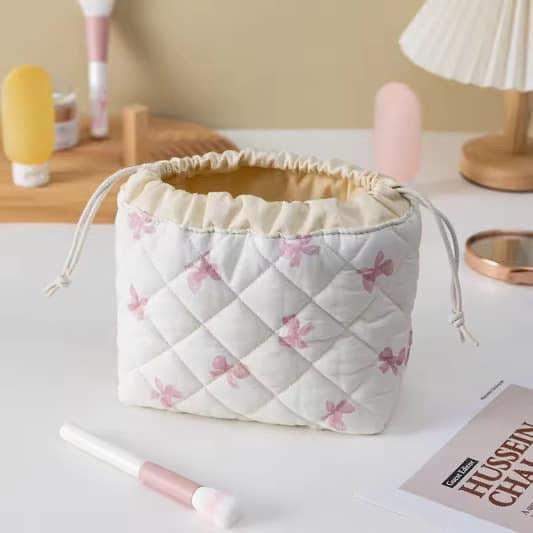 Quilted Drawstring Toiletry Bag