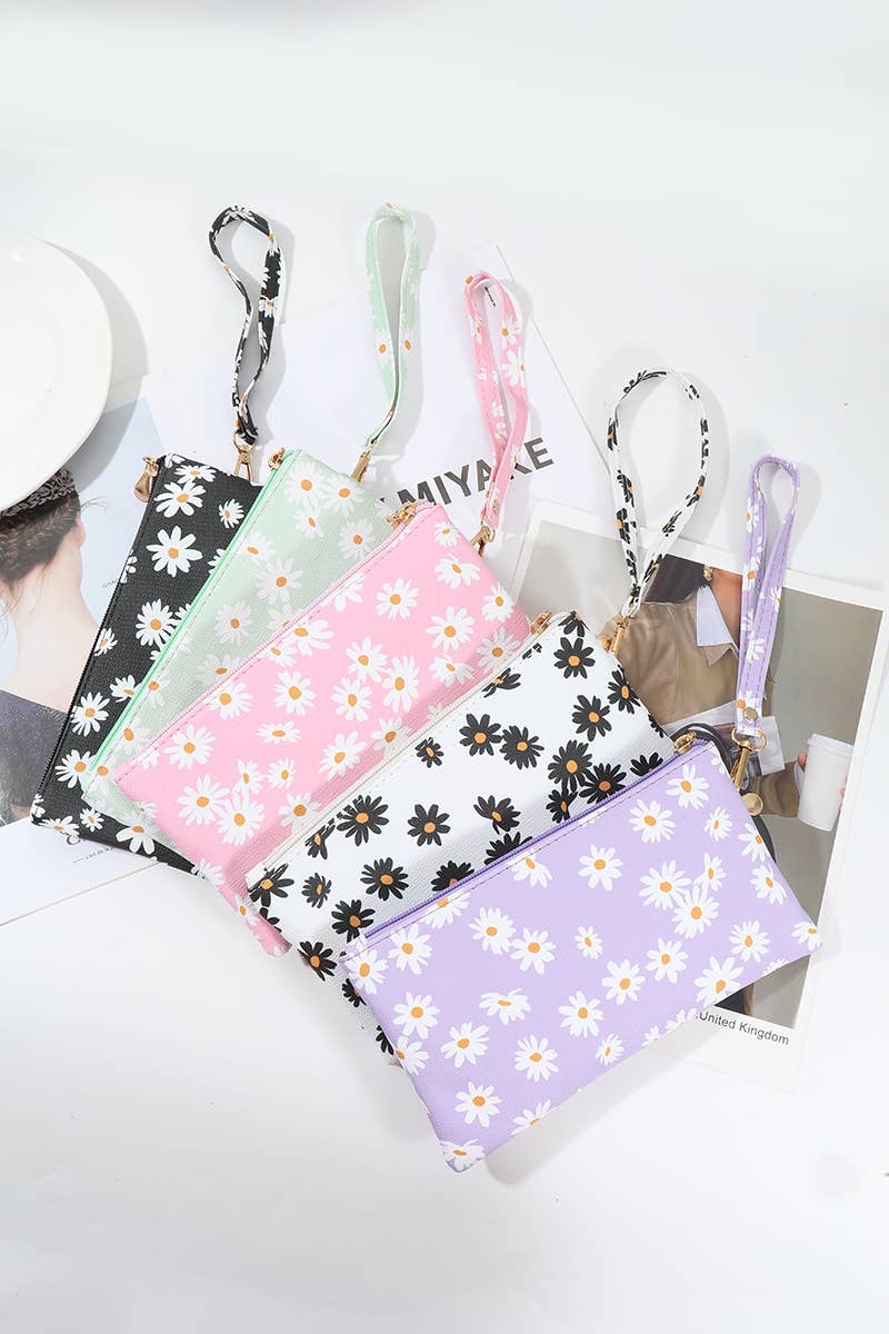 Daisy Printed Wristlet Wallet - Lavender
