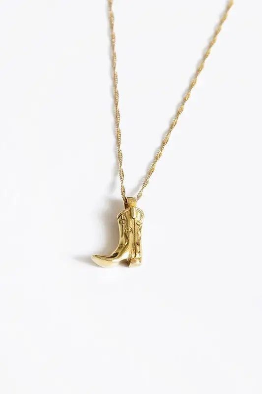 Cowboy Boot Gold Necklace Pendant