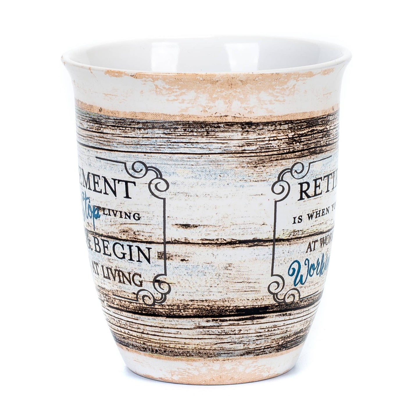 Retirement Distressed-Wood Design 16 Oz Ceramic Coffee Mug