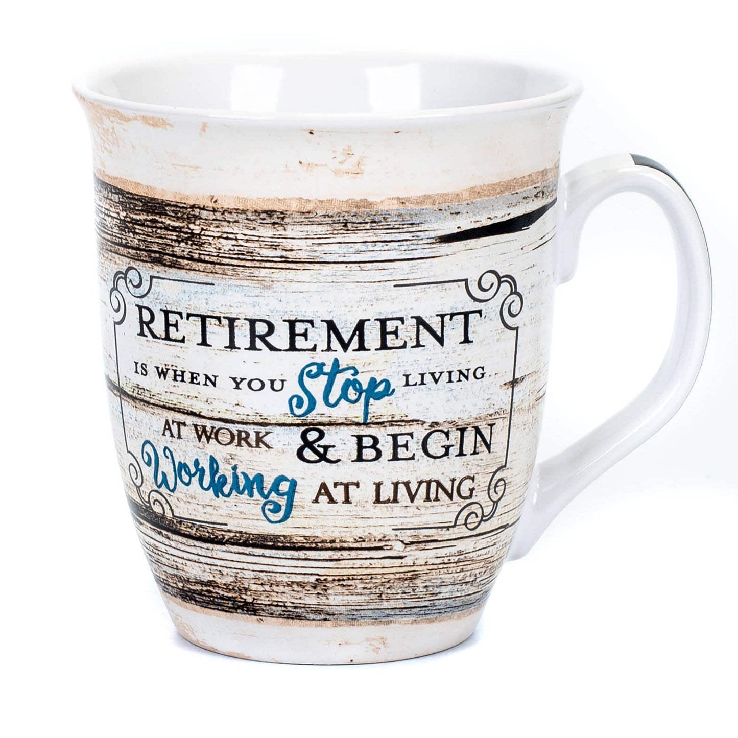 Retirement Distressed-Wood Design 16 Oz Ceramic Coffee Mug