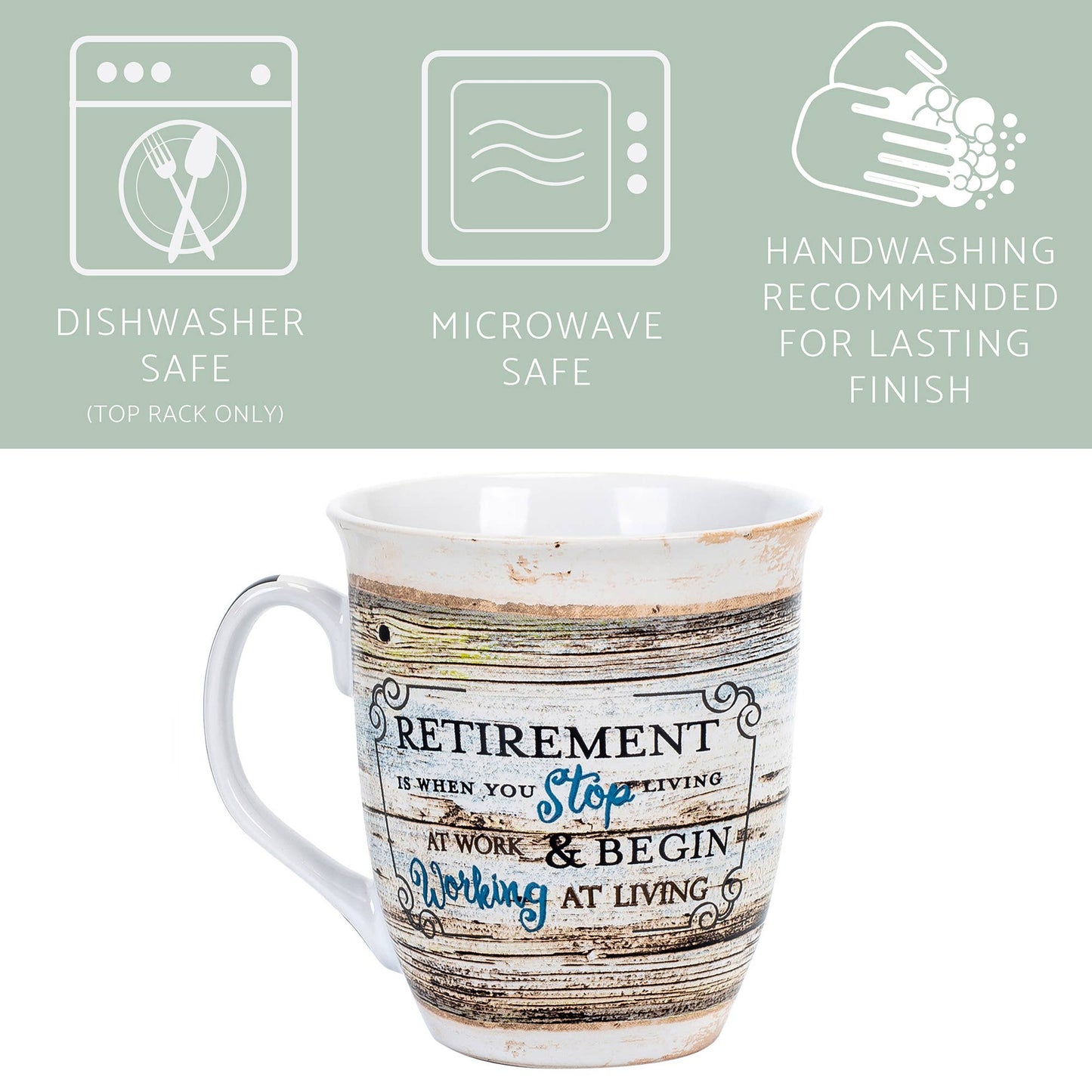 Retirement Distressed-Wood Design 16 Oz Ceramic Coffee Mug