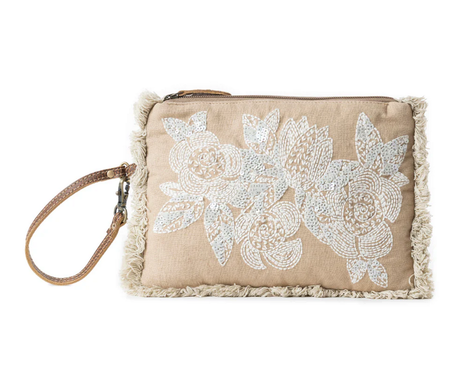 Meadow Lace Embroidered Pouch