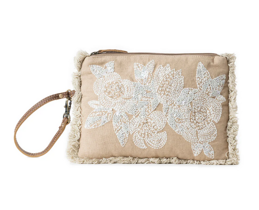 Meadow Lace Embroidered Pouch