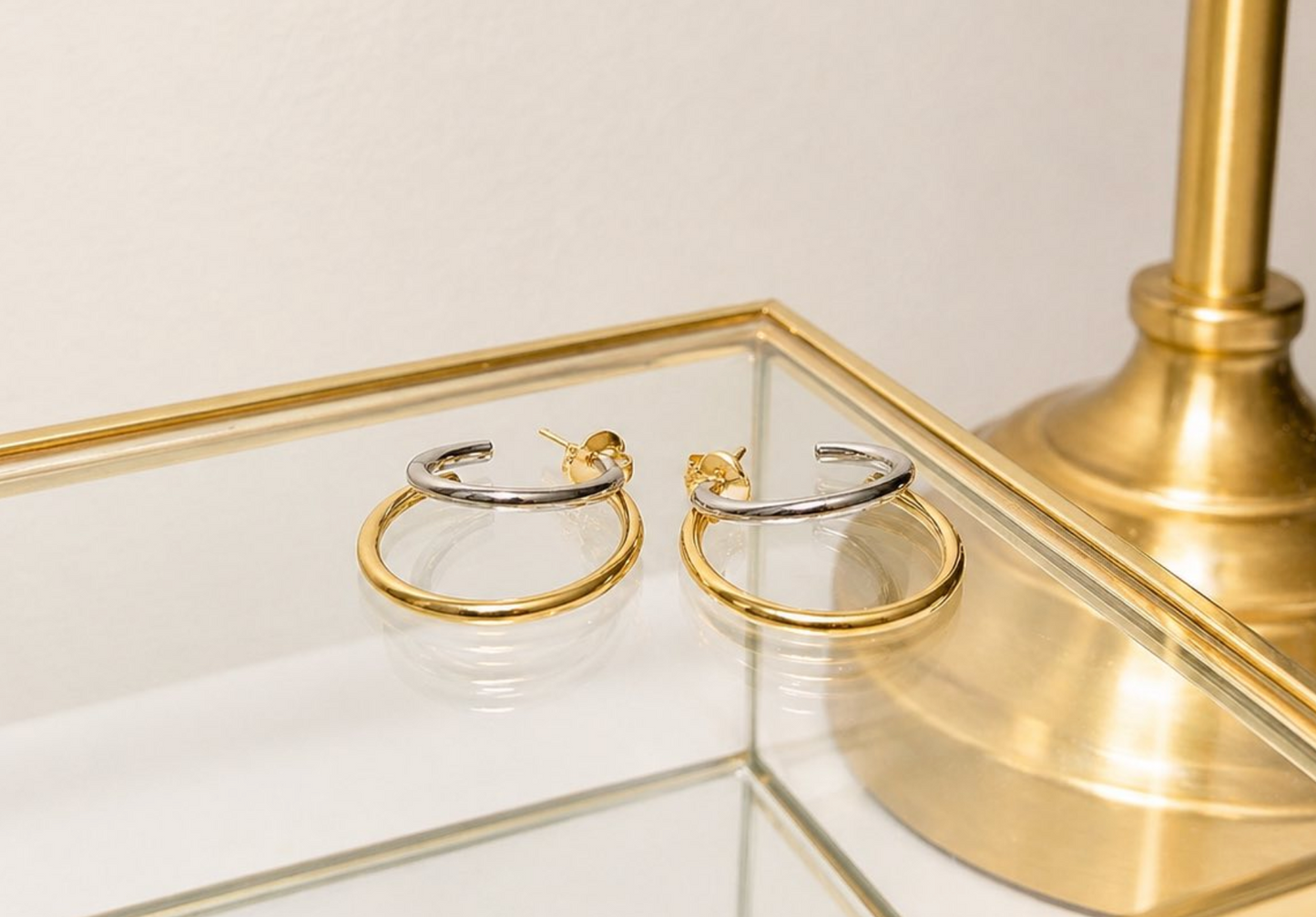 MIxed Metal Hoop Stud Earrings