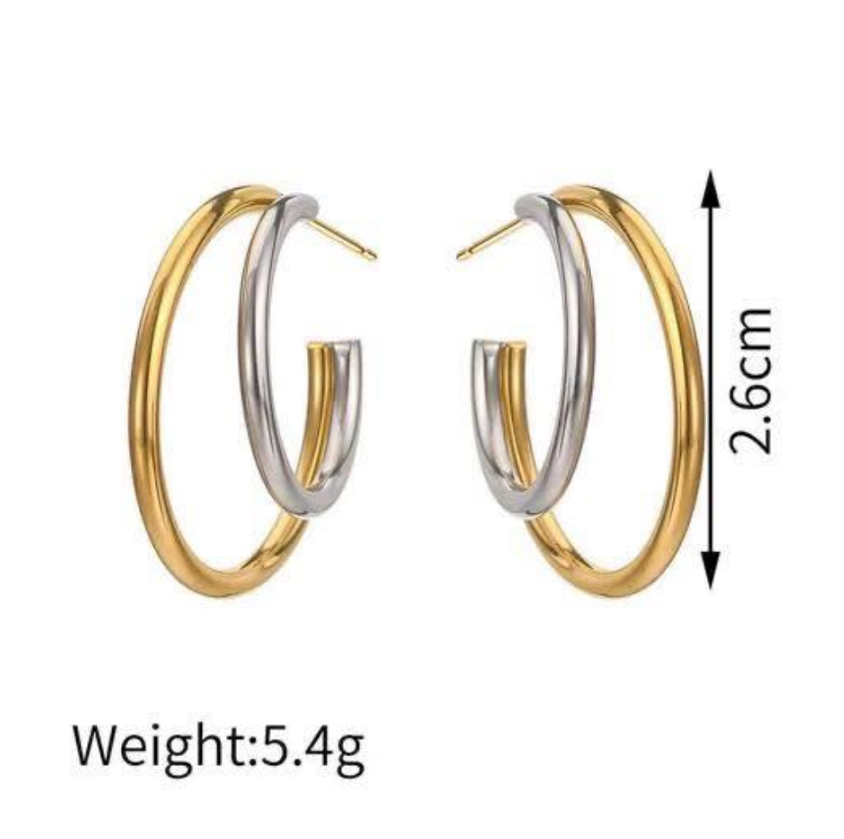 MIxed Metal Hoop Stud Earrings