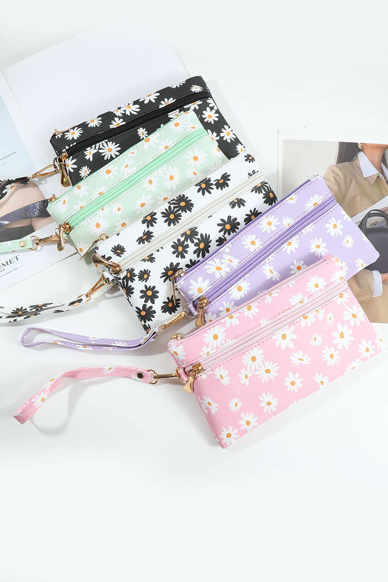 Daisy Printed Wristlet Wallet - Pink