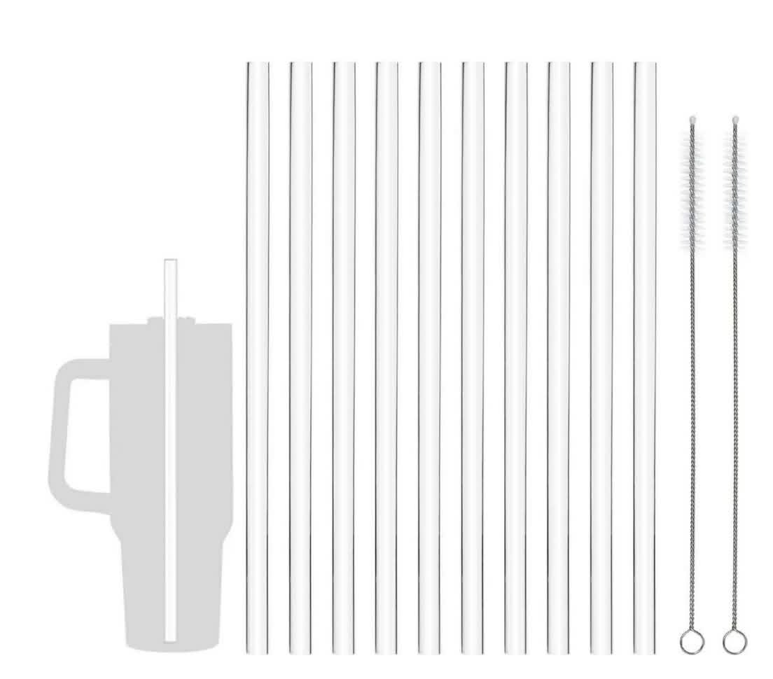 Clear Reusable Straw Set With Cleaners