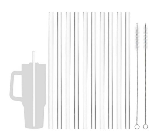 Clear Reusable Straw Set With Cleaners